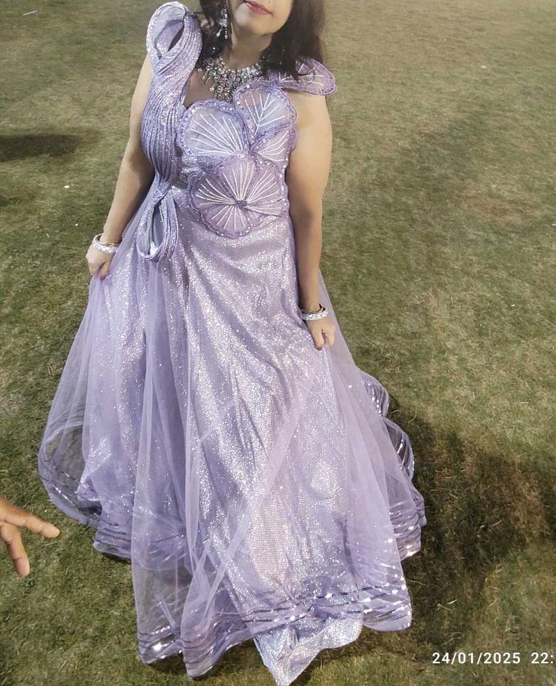 Sparkling Lavender Heavy Evening Gown