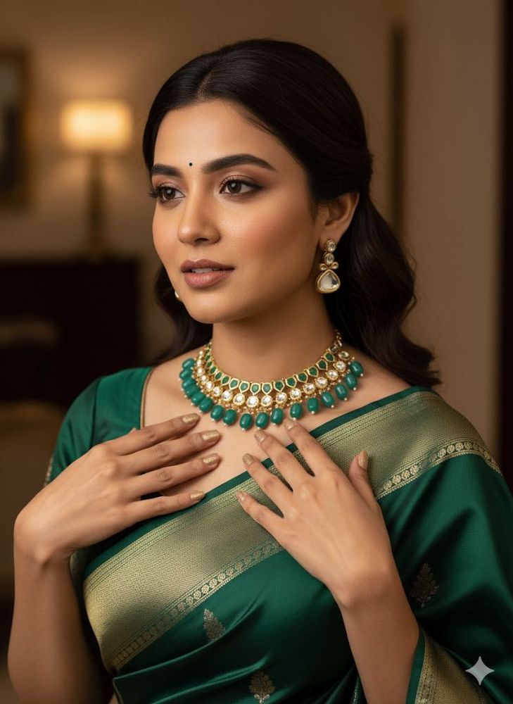 Emerald Kundan Choker Set