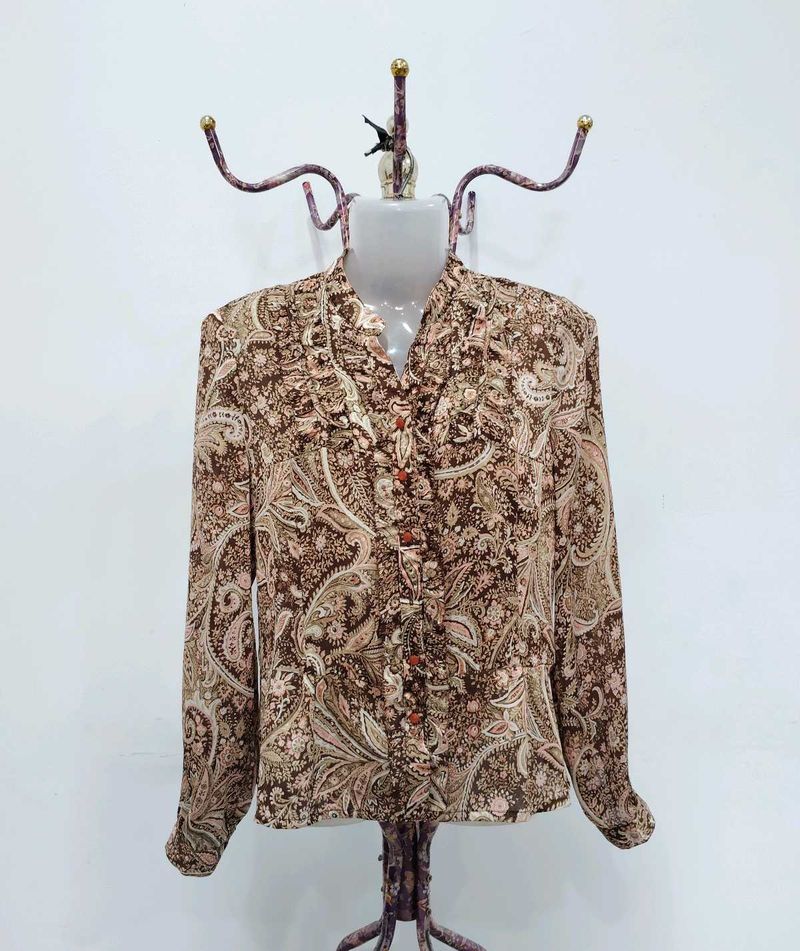 Vintage Paisley Ruffle Blouse