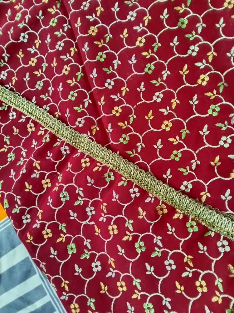 Red Floral Dupatta