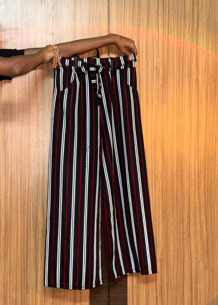 Striped High-Waisted Wide Leg Pants