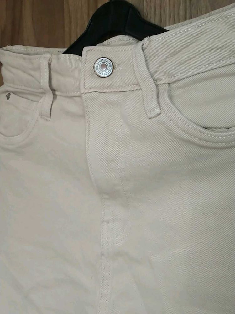 Beige Denim Jeans