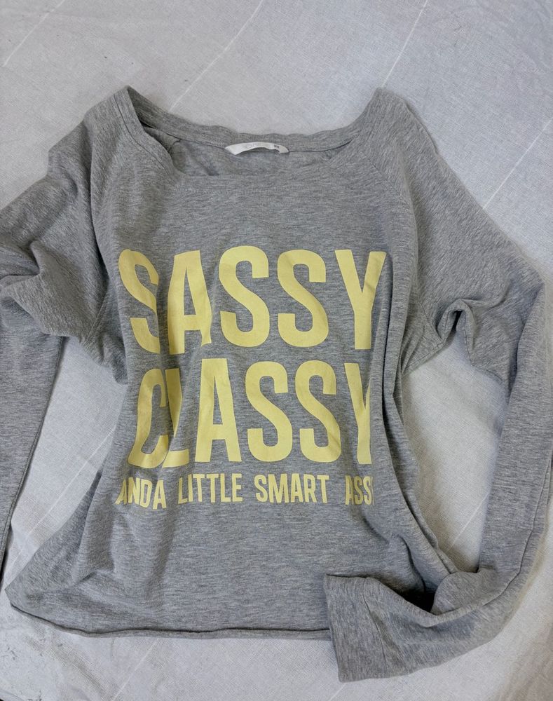 Sassy Gray Long Sleeve Top