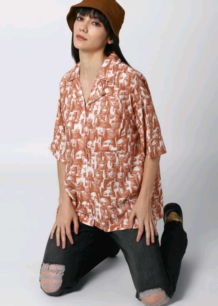 Printed Face Pattern Top