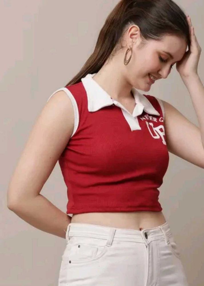 Red Cheer Crop Top