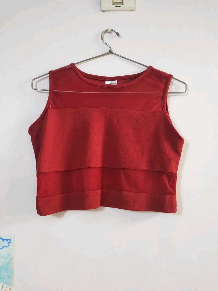 Red Sleeveless Crop Top