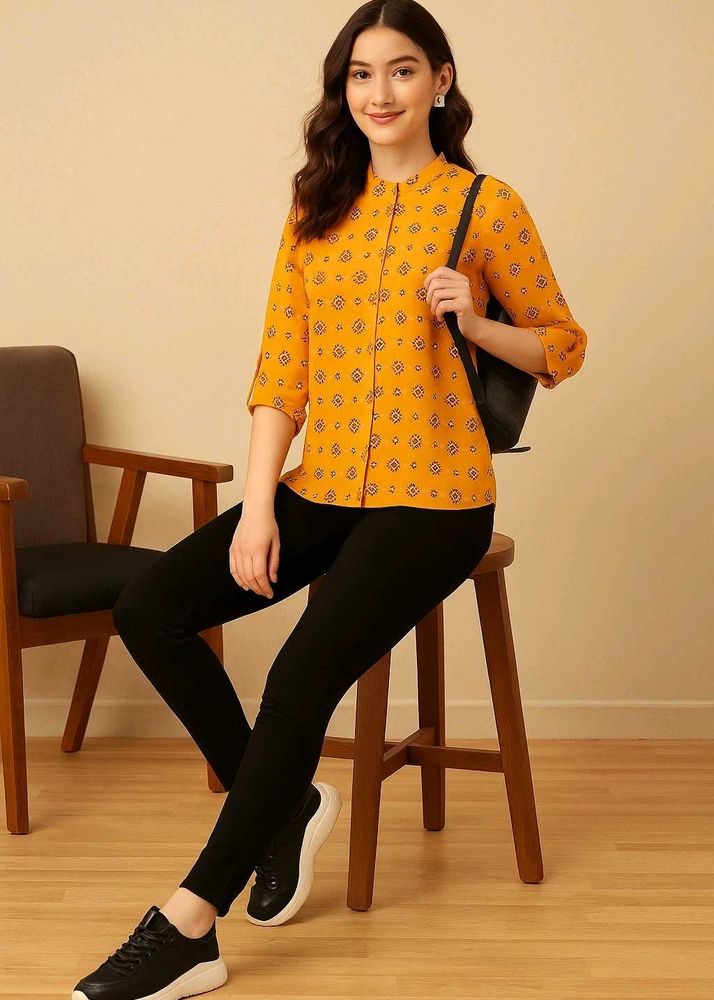 Dressberry Stylish Mustard Print Top