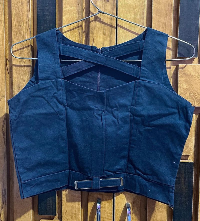Navy Structured Style Crop Top