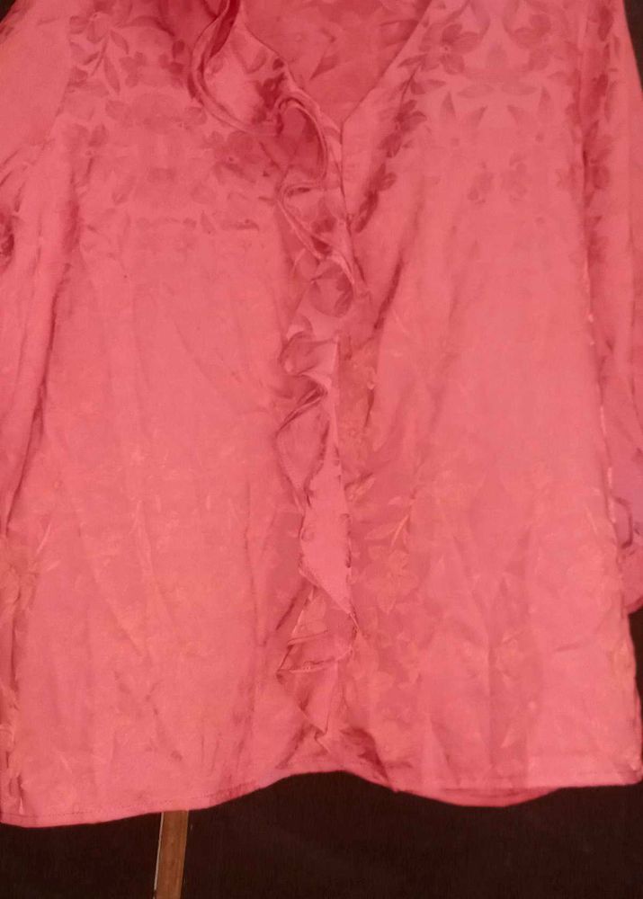 Red Ruffle Blouse Top