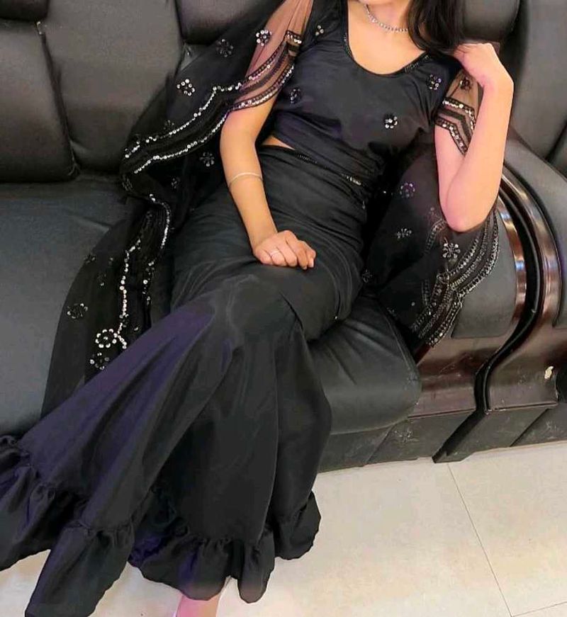 Elegant Black Indowestern Gown