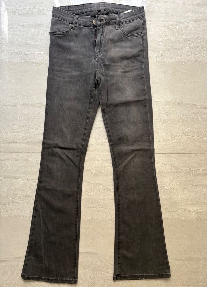 Gray Flared Denim Jeans