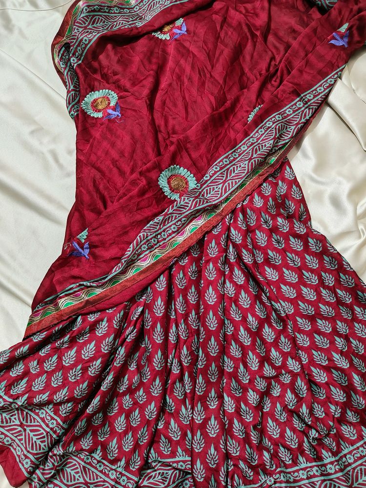 Maroon saree