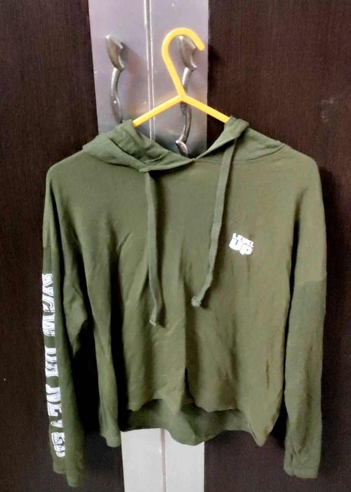 Olive Green Hooded Full Tshirt
