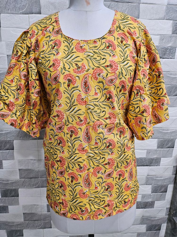 Yellow Umbrella Sleeves Top