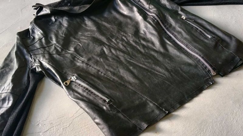 36 black leather jacket