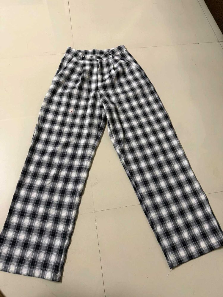 Plaid Wide Leg Pants