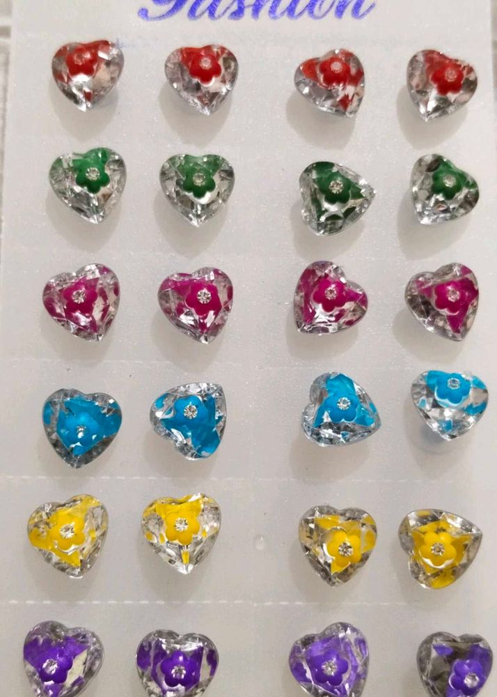 Heart Stud Earrings Set