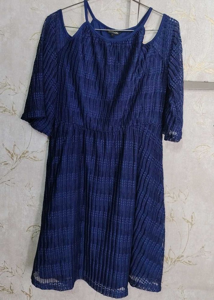 Navy Blue Cut Out Shoulder Dress