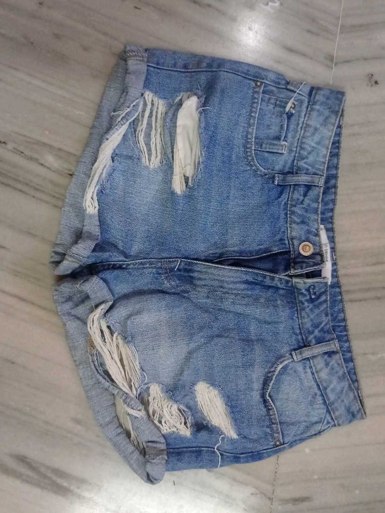 Distressed Denim Shorts
