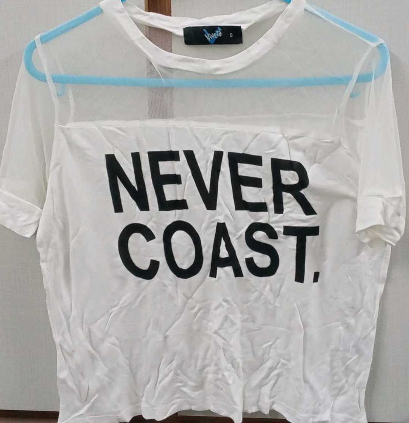 White NEVER COAST tshirt