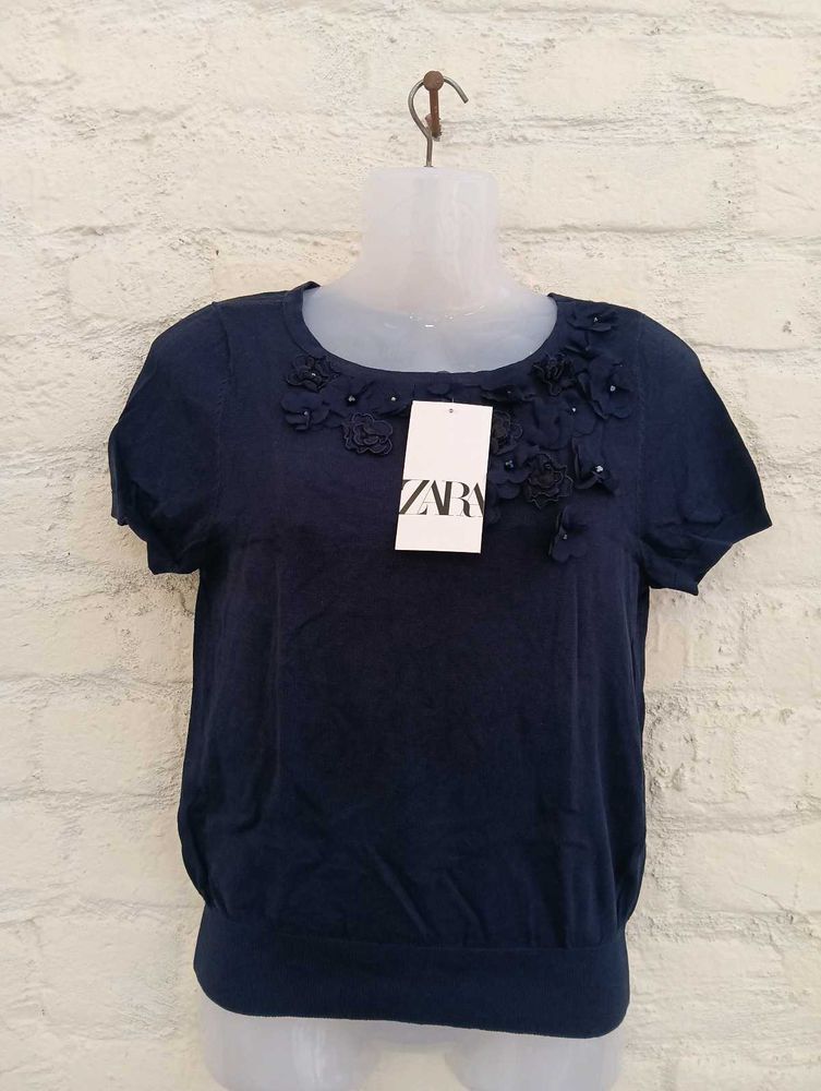 Navy Blue Floral Tee