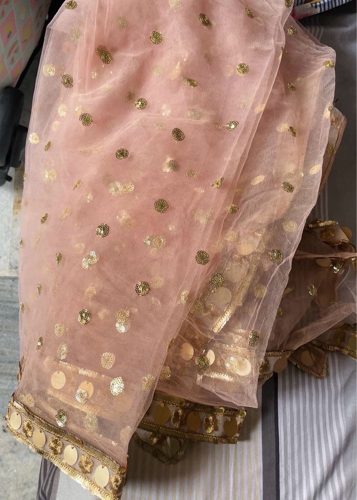 Pink Net Dupataa With lace