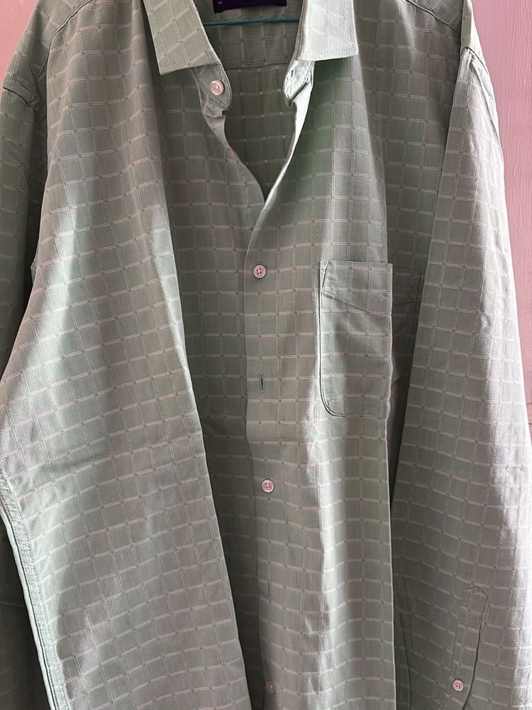 Green Patterned Shirt Peter England