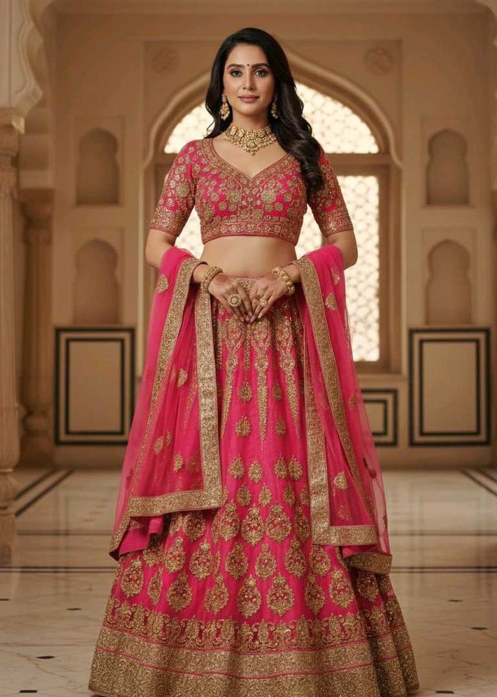 Stunning Pink Embroidered Lehenga Choli