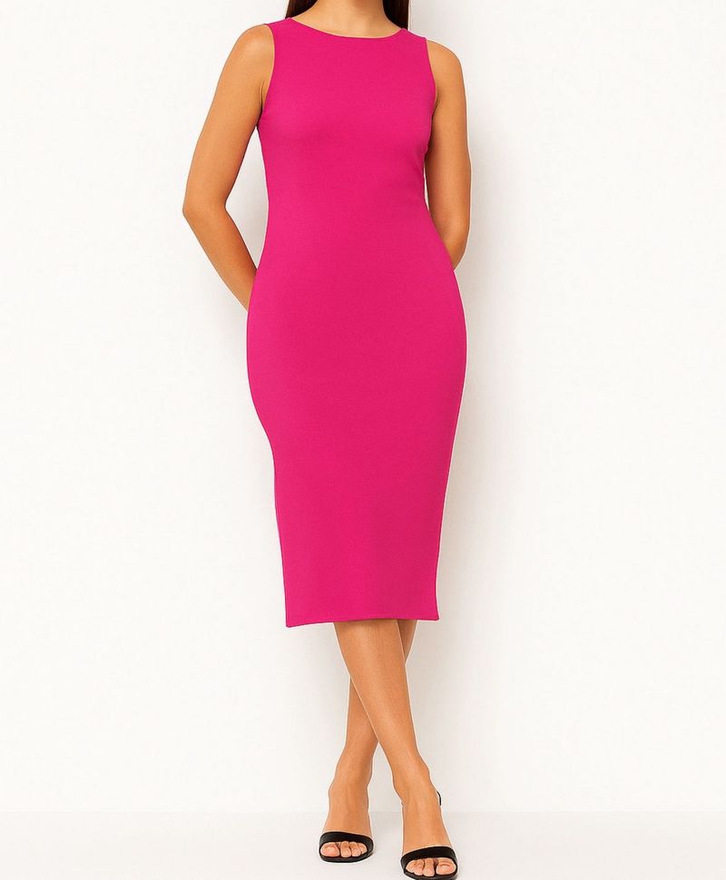Pink Bodycon Midi Dress