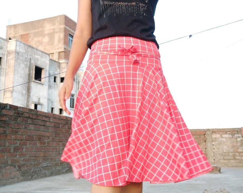 Pink Checked skirt