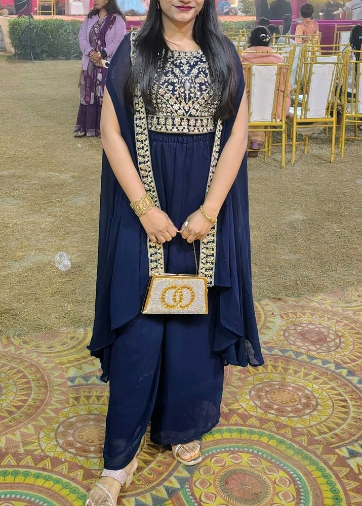 💙🔥 blue shrug with plazzo dress party wear