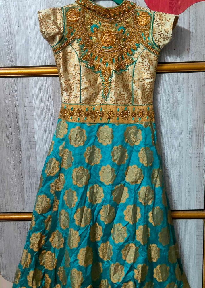 Beautiful Ethnic Pattu Long Frock