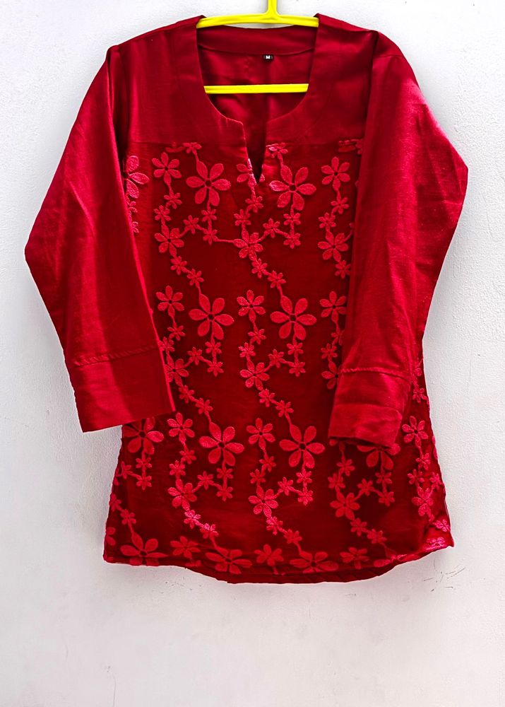 Elegant Red Floral Kurta