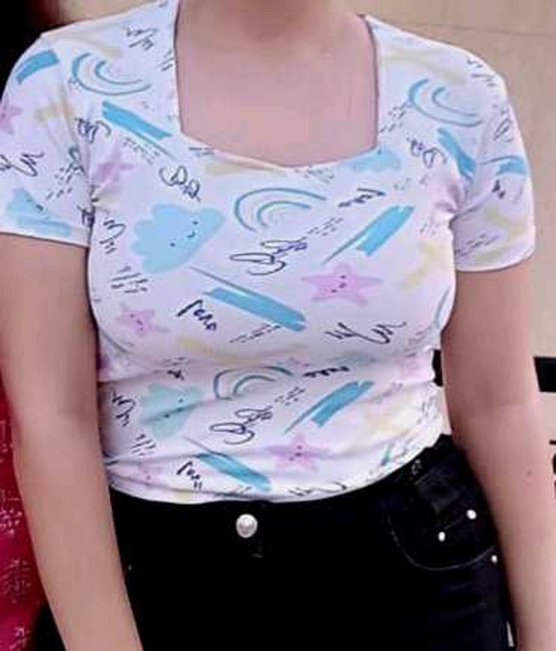 Cute Graphic Print Top