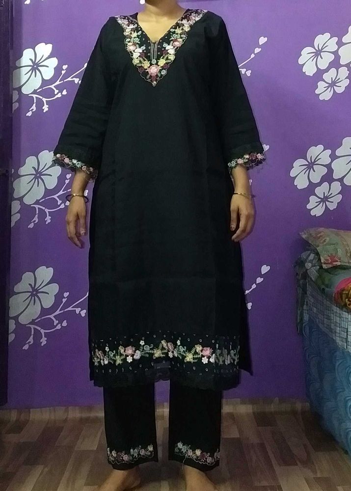 Embroidered Black Suit