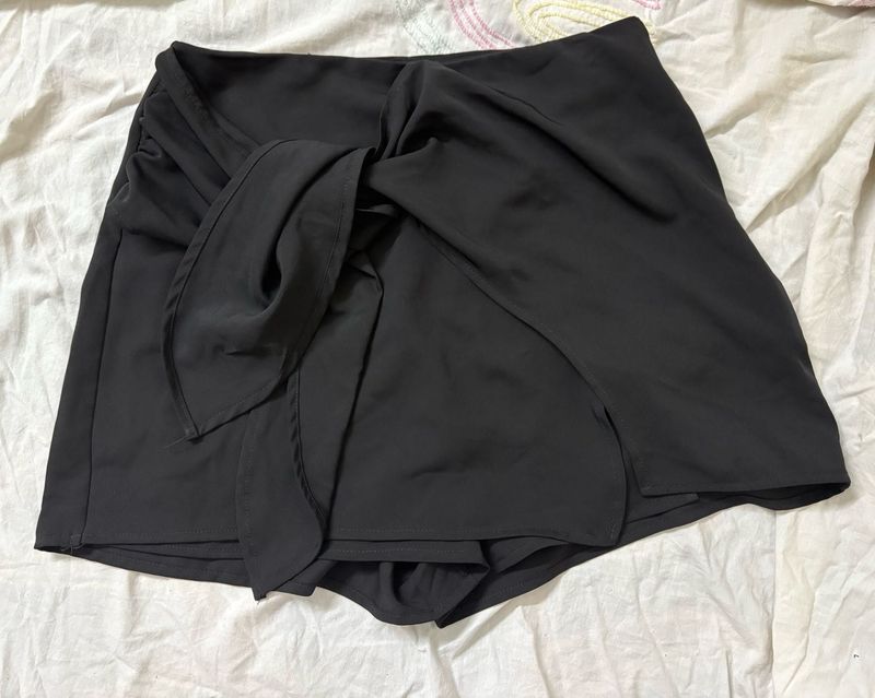 Black Wrap Skort