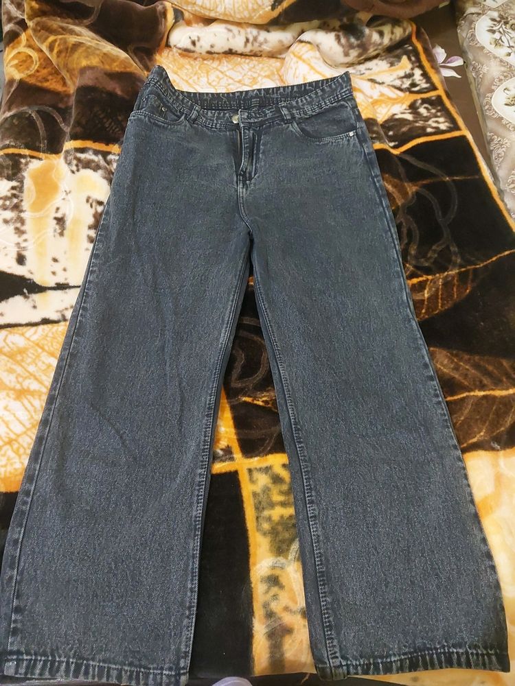 Charcoal Straight Denim Jeans