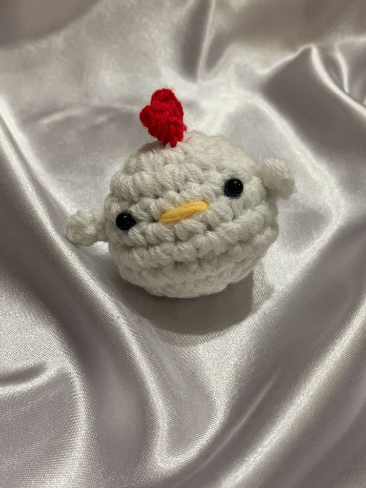 Cute Crochet Chicken Keychain Handmade 🐣