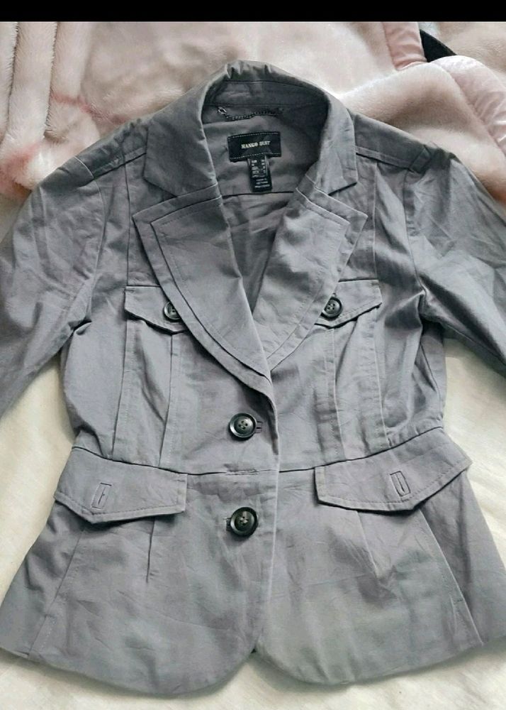 Mango Cotton Denim Blazer Jacket