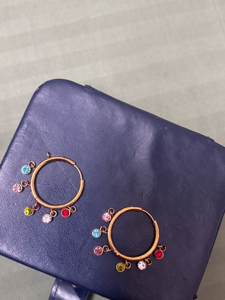 Kaleido Charms – Multicolor Dangle Hoop Earrings