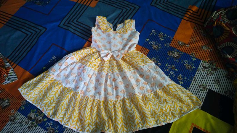 Adorable Floral &amp; Chevron Printed Frock