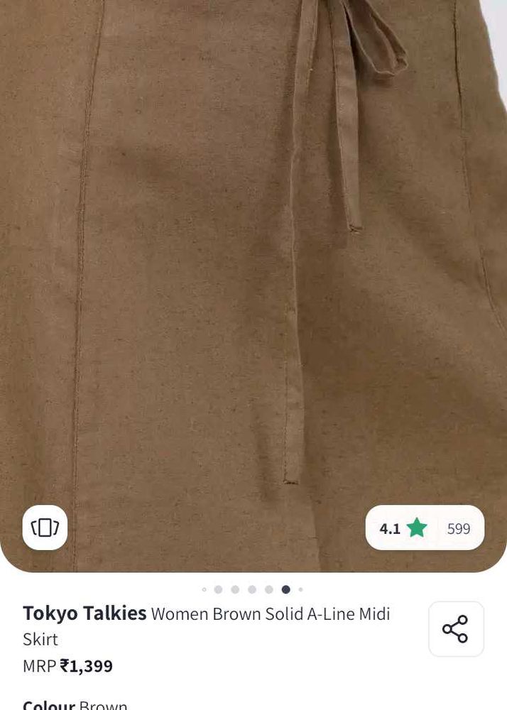 Brown A-Line Midi Skirt