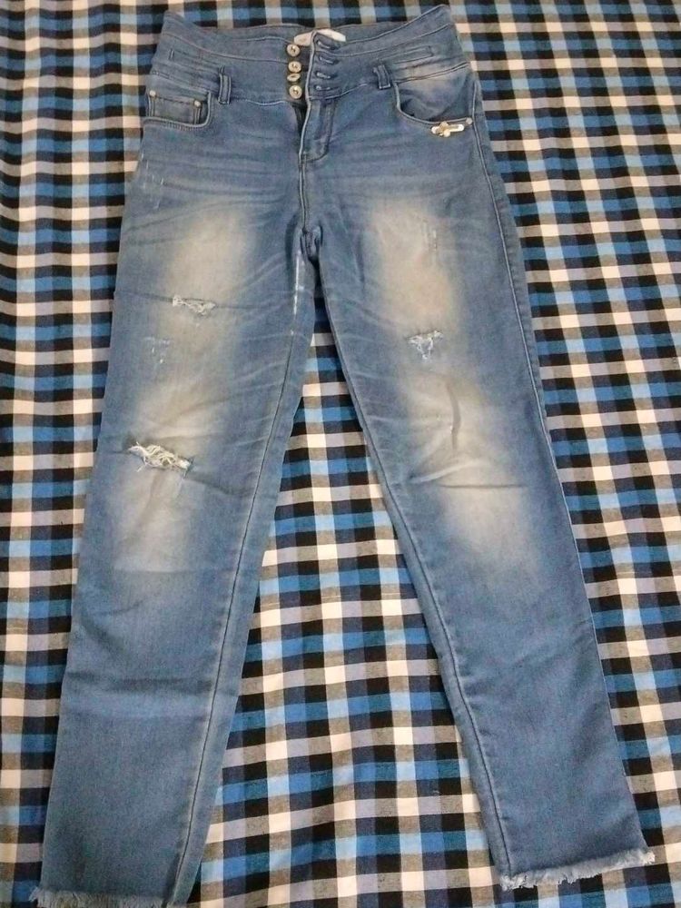 Branded Distressed Denim Jeans