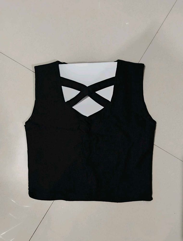Deep Black Crop Top