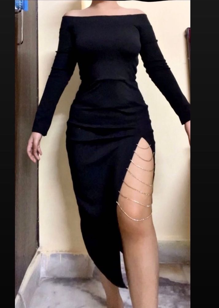Rhinstone Dress In Black🖤