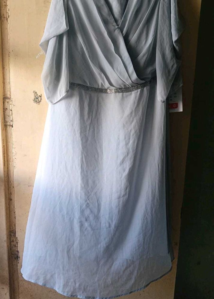 flutter sleeves grey Dress