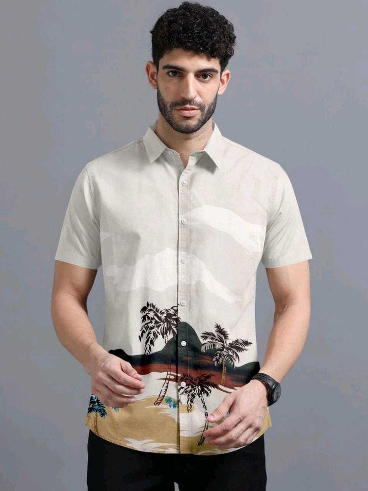 Tropical Print Short Sleeve Shirt