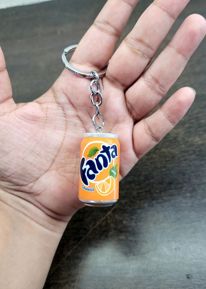 Fanta Miniature Colddrink Can Keychain Orange Colour