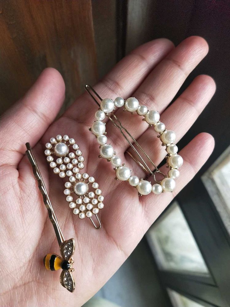 Pearl Hair Clips Set of 3