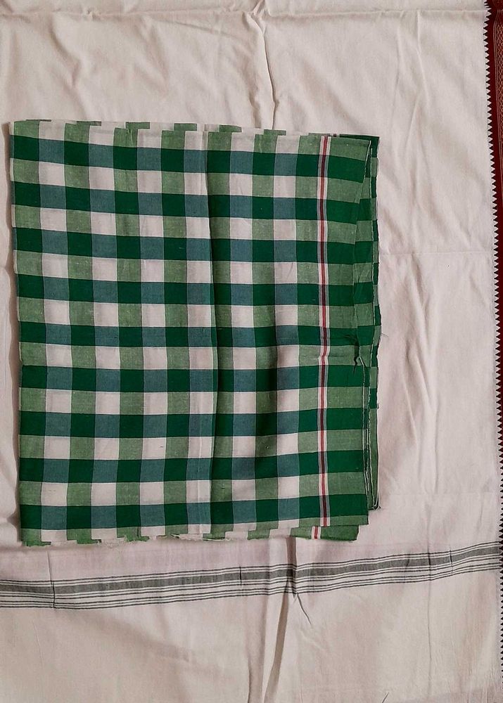 Dual Border Cotton Dhoti With Cotto Gamcha Towel
